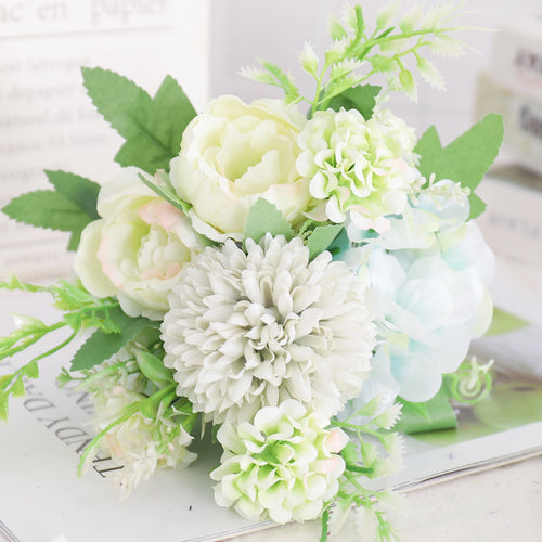 Artificial silk peony and hydrangea bouquet for wedding and home decoration - vue 30 sur 40