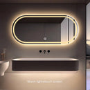 Elliptical smart anti-fog LED wall mirror with three colour settings
