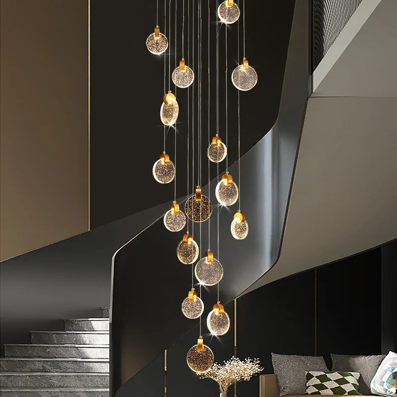 Modern LED chandelier for interior stairs and duplex