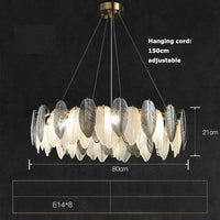 Art deco inspired LED crystal chandelier with white and grey feathers