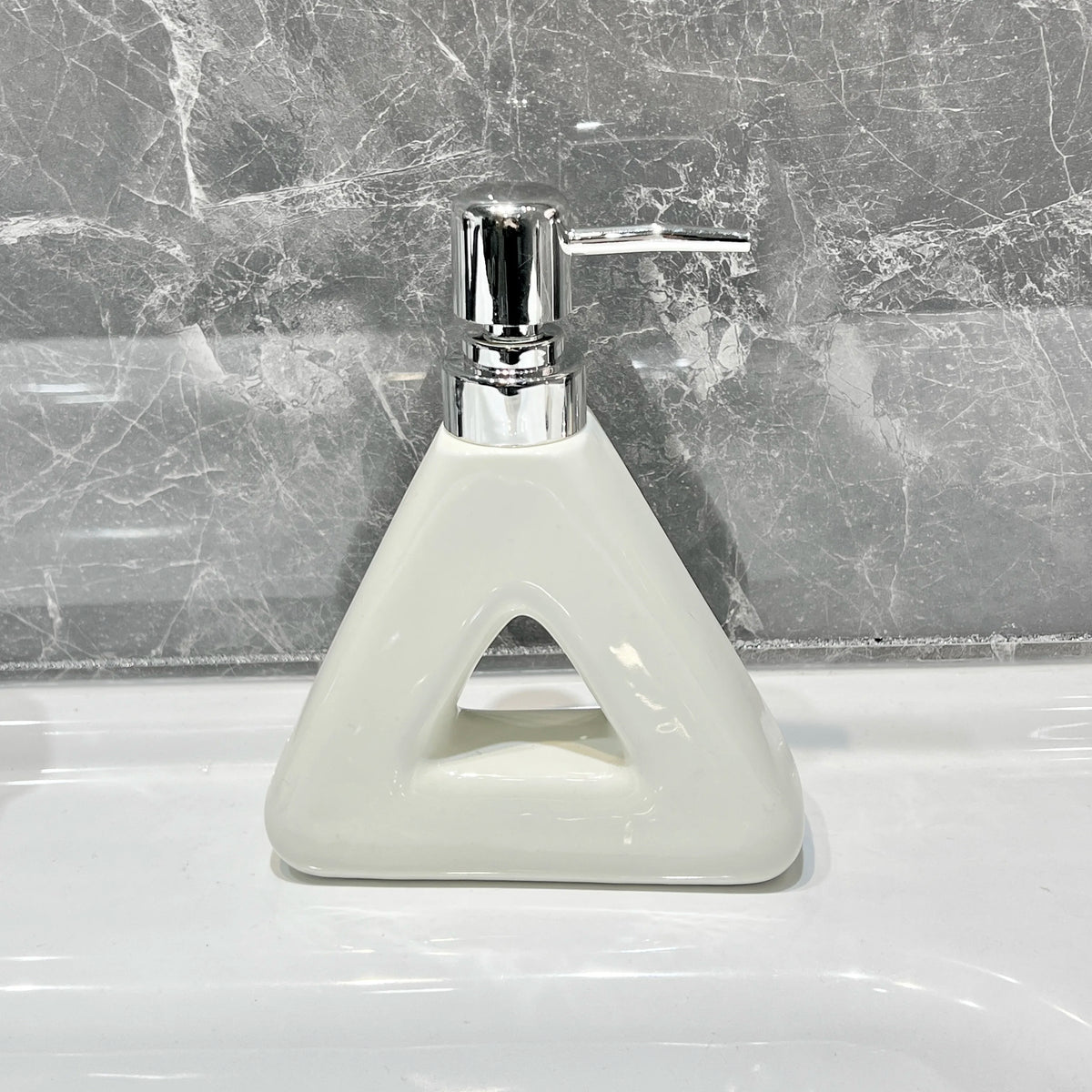 distributeur de savon céramique abstrait design pratique pour salle de bain - vue 10 sur 10