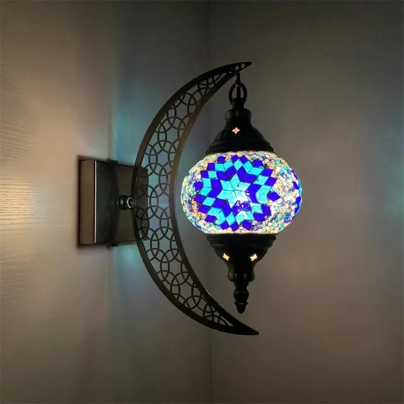 Handcrafted bohemian retro moon-shaped decorative wall light - vue 14 sur 14