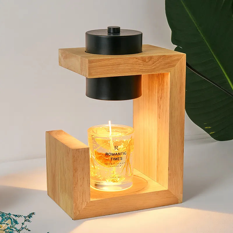 Nordic wooden candle warmer lamp for aromatherapy 110/230V indoor lighting