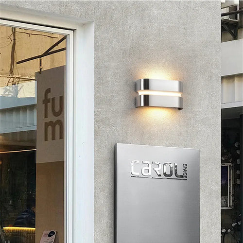 Modern waterproof stainless steel outdoor LED wall light - vue 5 sur 9