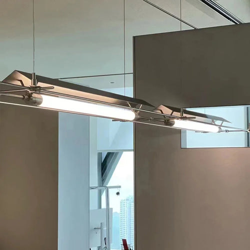 Ultra long industrial LED chandelier for bar, studio or office - vue 3 sur 8