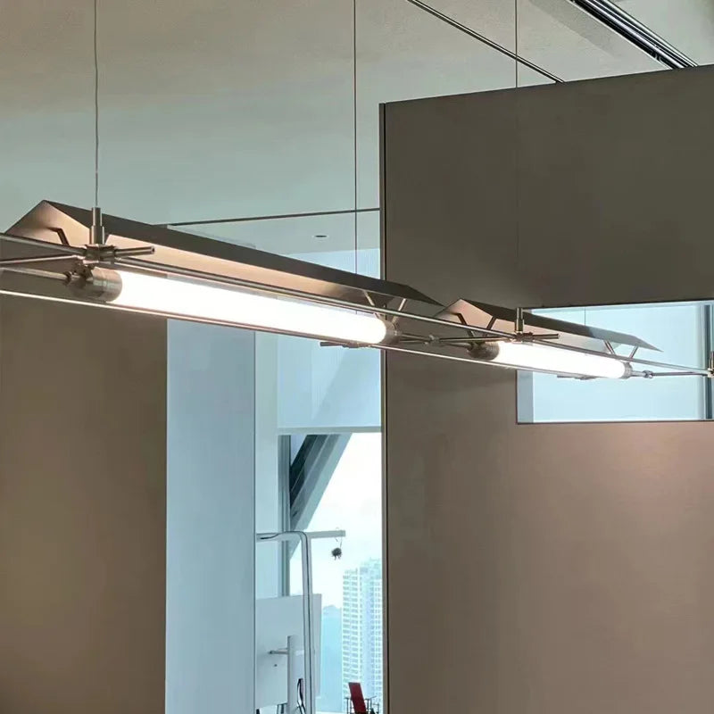 Ultra long industrial LED chandelier for bar, studio or office - vue 3 sur 8