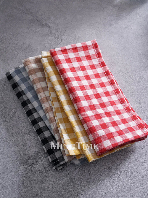 Reusable cotton gingham napkin country style - vue 4 sur 7