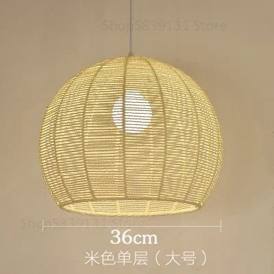 Modern Nordic LED pendant light in iron and hemp rope - vue 10 sur 14