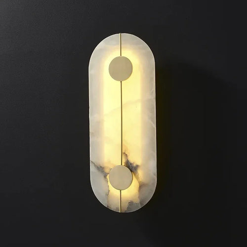 Modern nordic marble and gold copper LED wall light - vue 6 sur 8