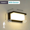 Outdoor LED wall light with automatic motion sensor