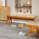 solid rattan bench lounge chair and versatile retro ottoman