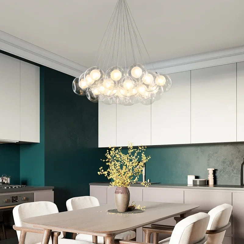 Modern bubble glass LED chandelier for shops - vue 3 sur 14