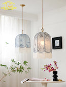 Fabric pendant light with tassels for a decorative atmosphere