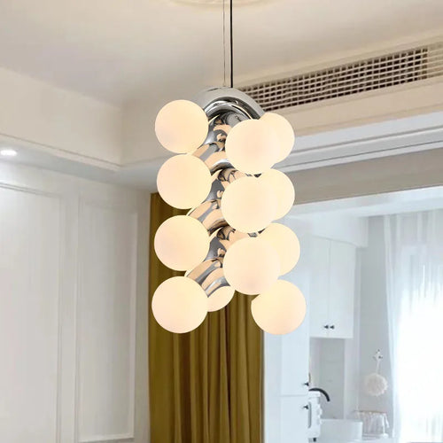 Minimalist retro grape-style chandelier for indoor use - vue 2 sur 14
