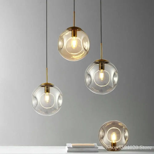 Modern nordic industrial glass ball pendant light - vue 2 sur 8