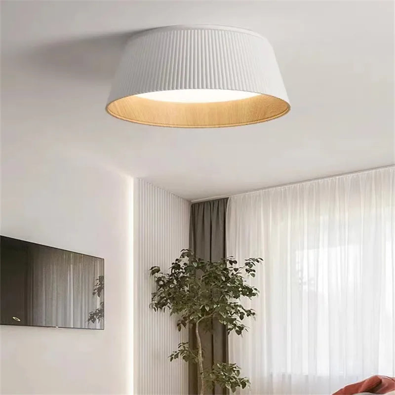 Round wood ceiling light wabi sabi minimalist design for interiors - vue 3 sur 10