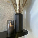 striped plastic vase for decorative flower arrangement
