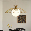 Nordic style glass LED pendant light with golden hat for decoration