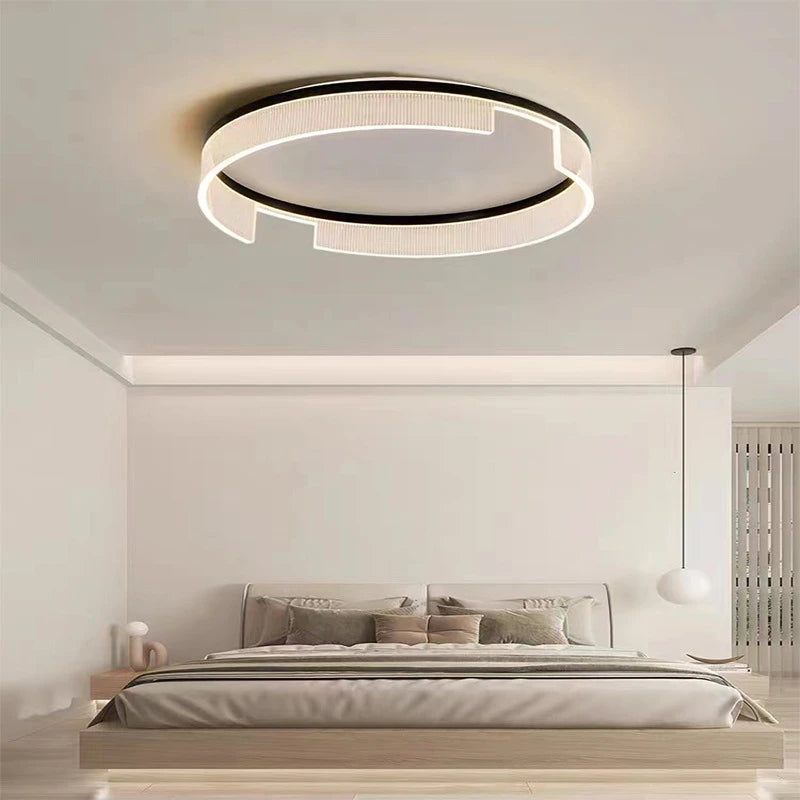 Modern round LED ceiling light in metal and acrylic for indoors - vue 4 sur 13