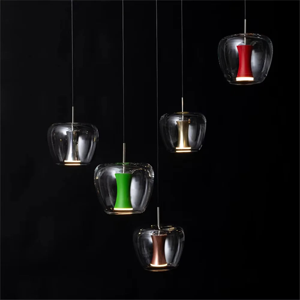 Modern clear glass LED pendant light for contemporary interior decor - vue 4 sur 10