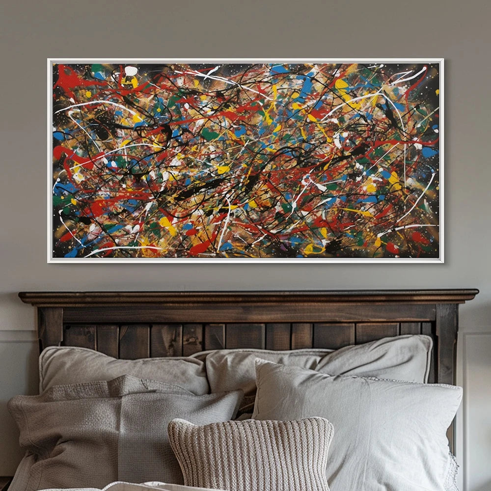 modern abstract canvas jackson pollock style colorful interior decoration