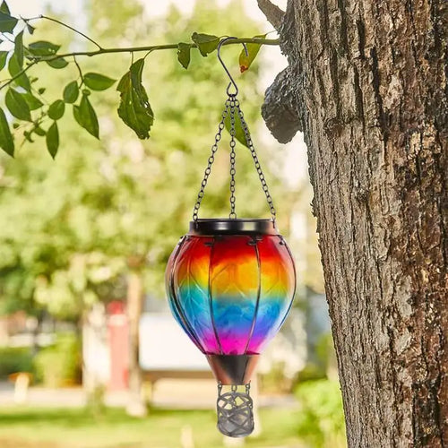 Outdoor solar hot air balloon LED lamp with flickering flame - vue 5 sur 7