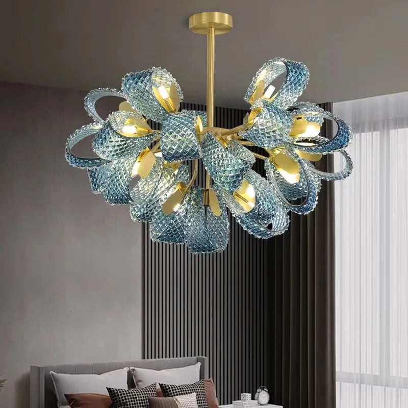 Modern luxury brass and glass chandelier 2022 for home decor