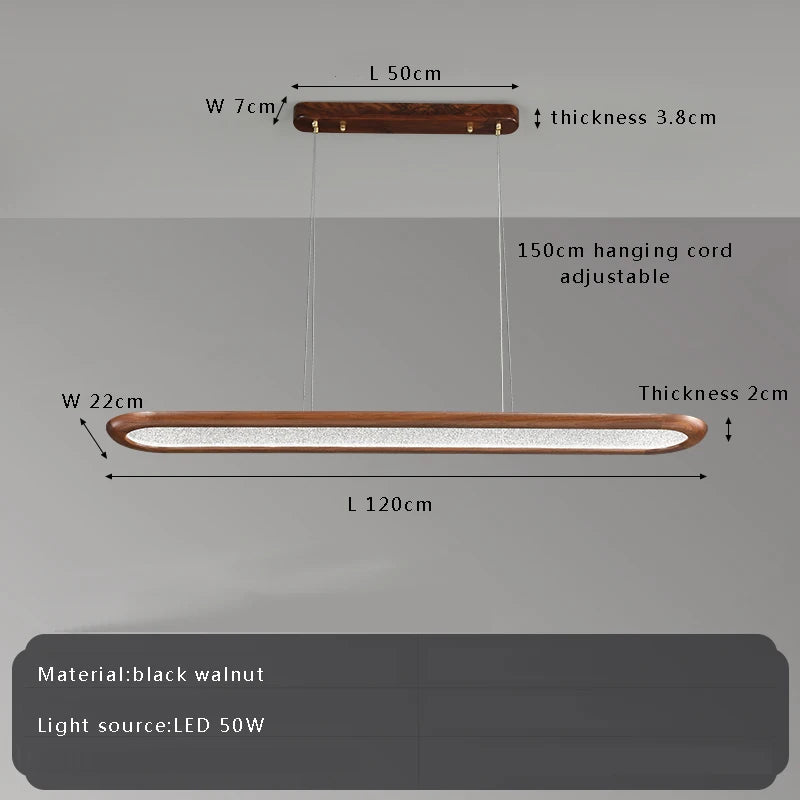 suspension moderne en noyer pour bar avec led décorative