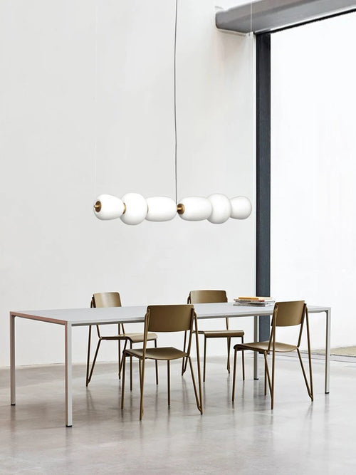 Minimalist Japanese artistic creative glass LED chandelier - vue 3 sur 12