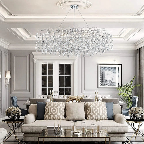 Luxury crystal chandelier with LED branches for modern interiors - vue 7 sur 14