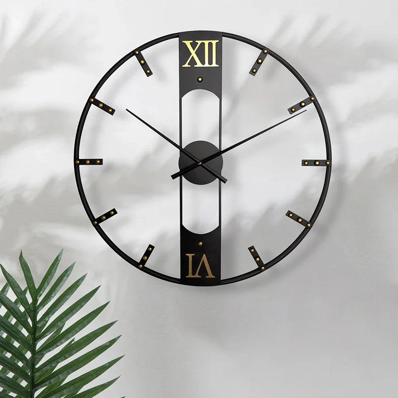 creative black metal wall clock silent and modern