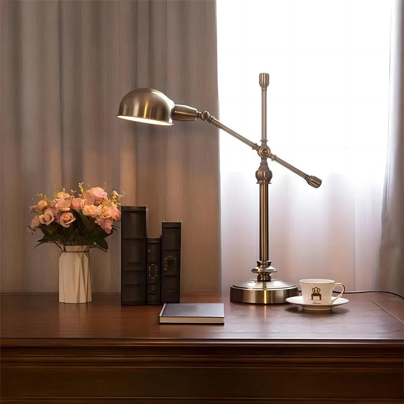 Retro industrial style bronze desk lamp for work - vue 2 sur 8