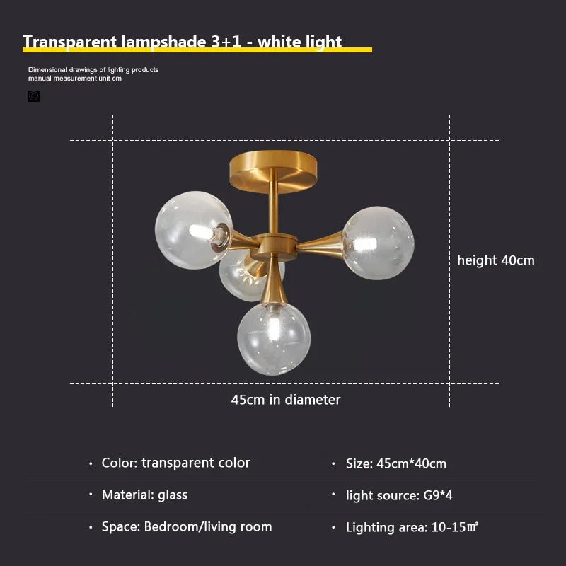 Nordic white glass chandelier for indoor lighting - vue 20 sur 23