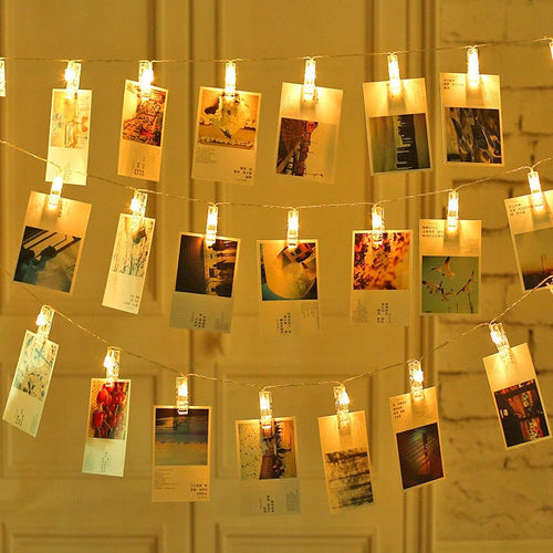 LED string lights with photo holders for festive decoration - vue 2 sur 8