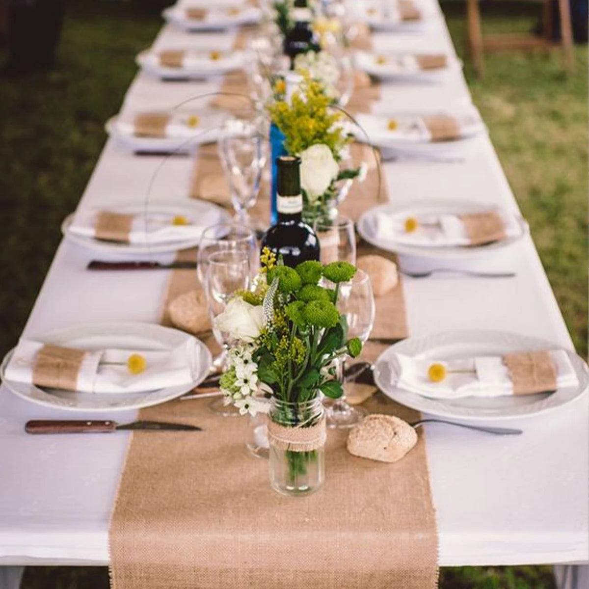 Rustic country style linen table runner - vue 3 sur 11
