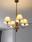 Vintage wooden pendant chandelier with LED lighting for bar, café or kitchen