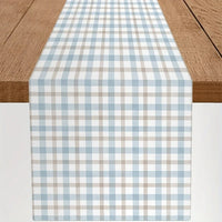 Linen table runner with check design