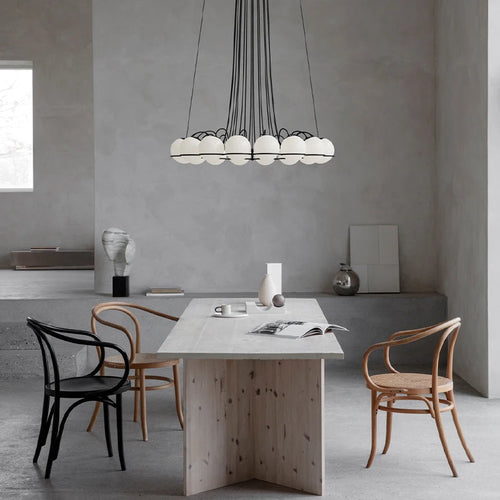 Minimalist glass chandelier for elegant interior decoration - vue 3 sur 12