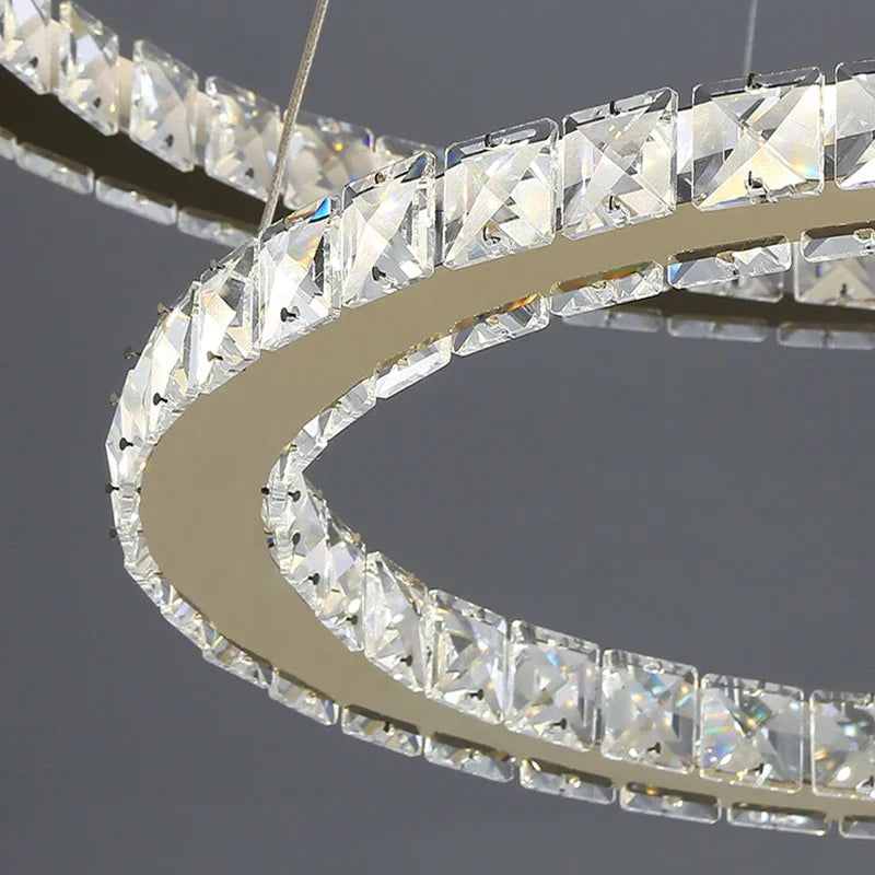 Modern crystal LED chandelier with gold star finish - vue 5 sur 13