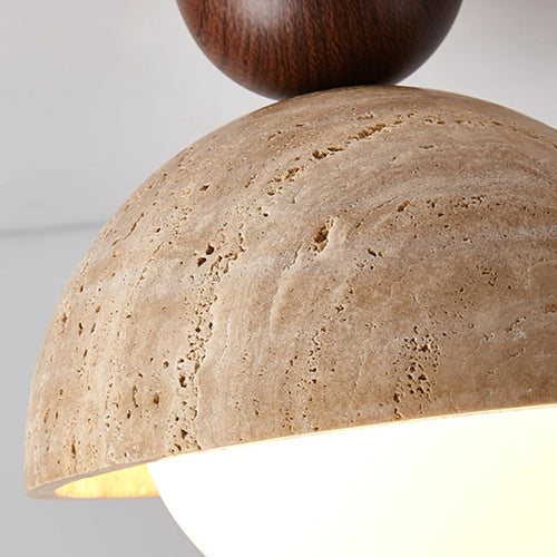 Scandinavian travertine wabi sabi LED marble ceiling light - vue 8 sur 8