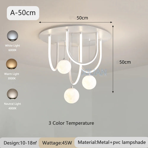 Design 3d led moon round ball chandelier for indoor suspension - vue 9 sur 10