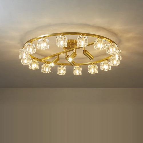 Copper and crystal chandelier for modern decor 2024 - vue 2 sur 10