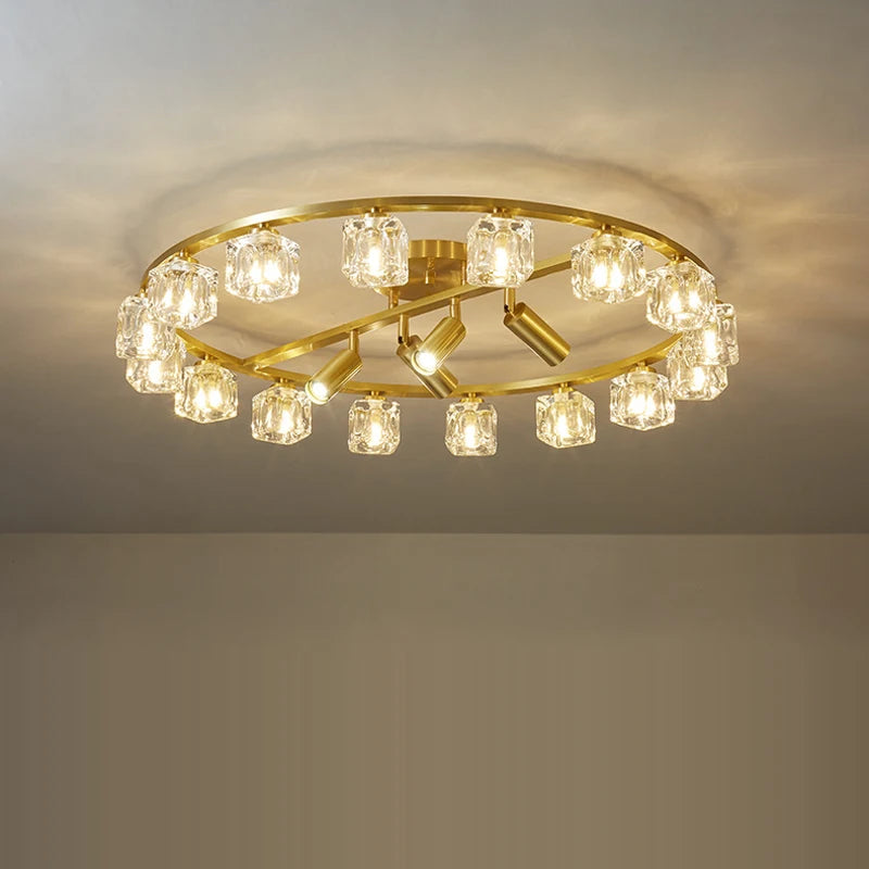 Copper and crystal chandelier for modern decor 2024