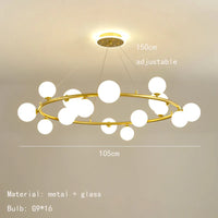 Modern matt glass chandelier with black ring and adjustable cable