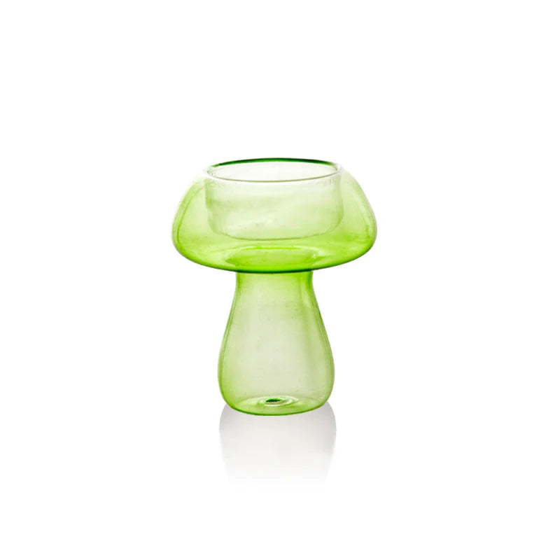 Nordic glass mushroom candle holder for decor and celebrations