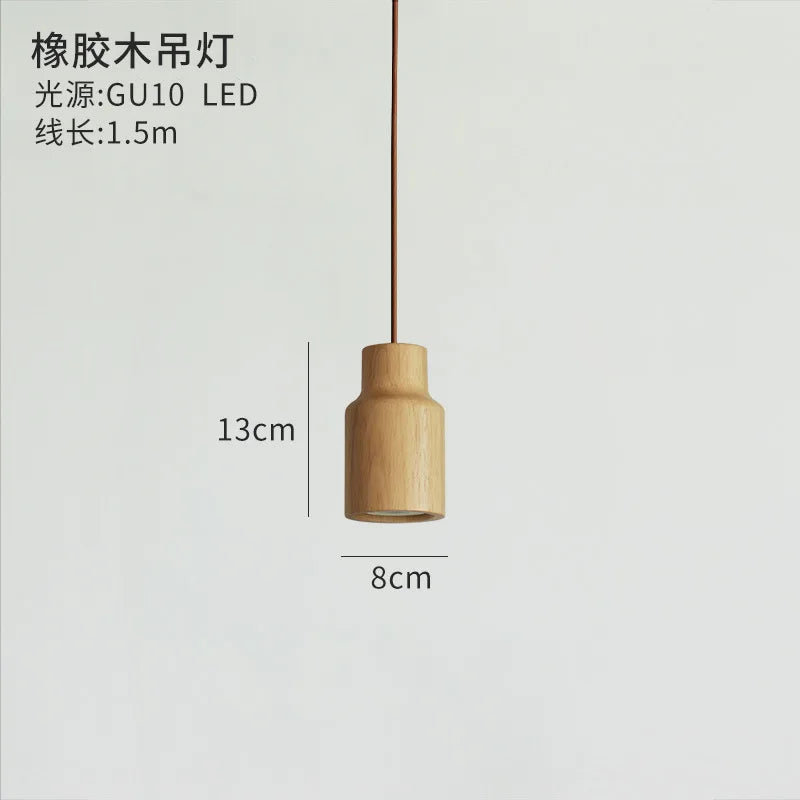 Japanese style wooden pendant light for interior decoration - vue 8 sur 10