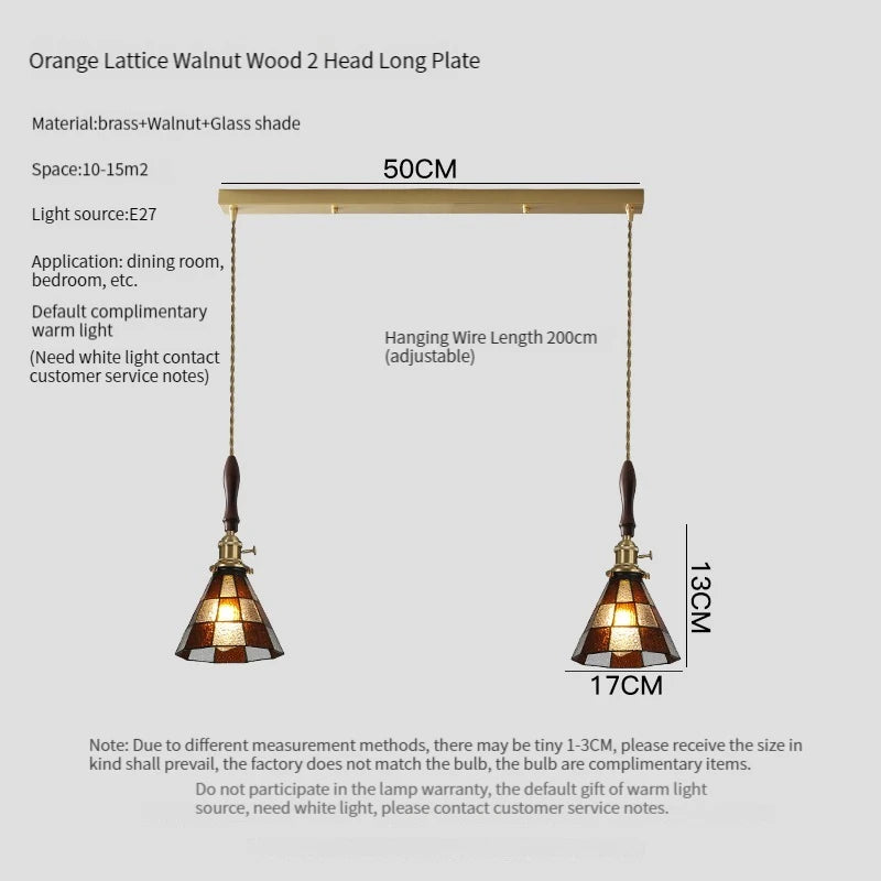 Luxury antique glass and brass pendant chandelier - vue 13 sur 15