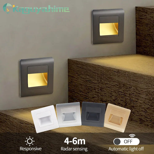 =(K)= 4Pcs Led Stair Light PIR Sensor Wall Light 110V 220V Recessed Footlight Corridor Step Lamp Motion Wall Home Lighting - vue 2 sur 10