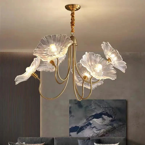 Modern lightweight chandelier with simple creative floral design - vue 5 sur 14