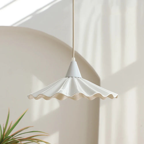 30 cm white ceramic Japanese style LED pendant light - vue 4 sur 12
